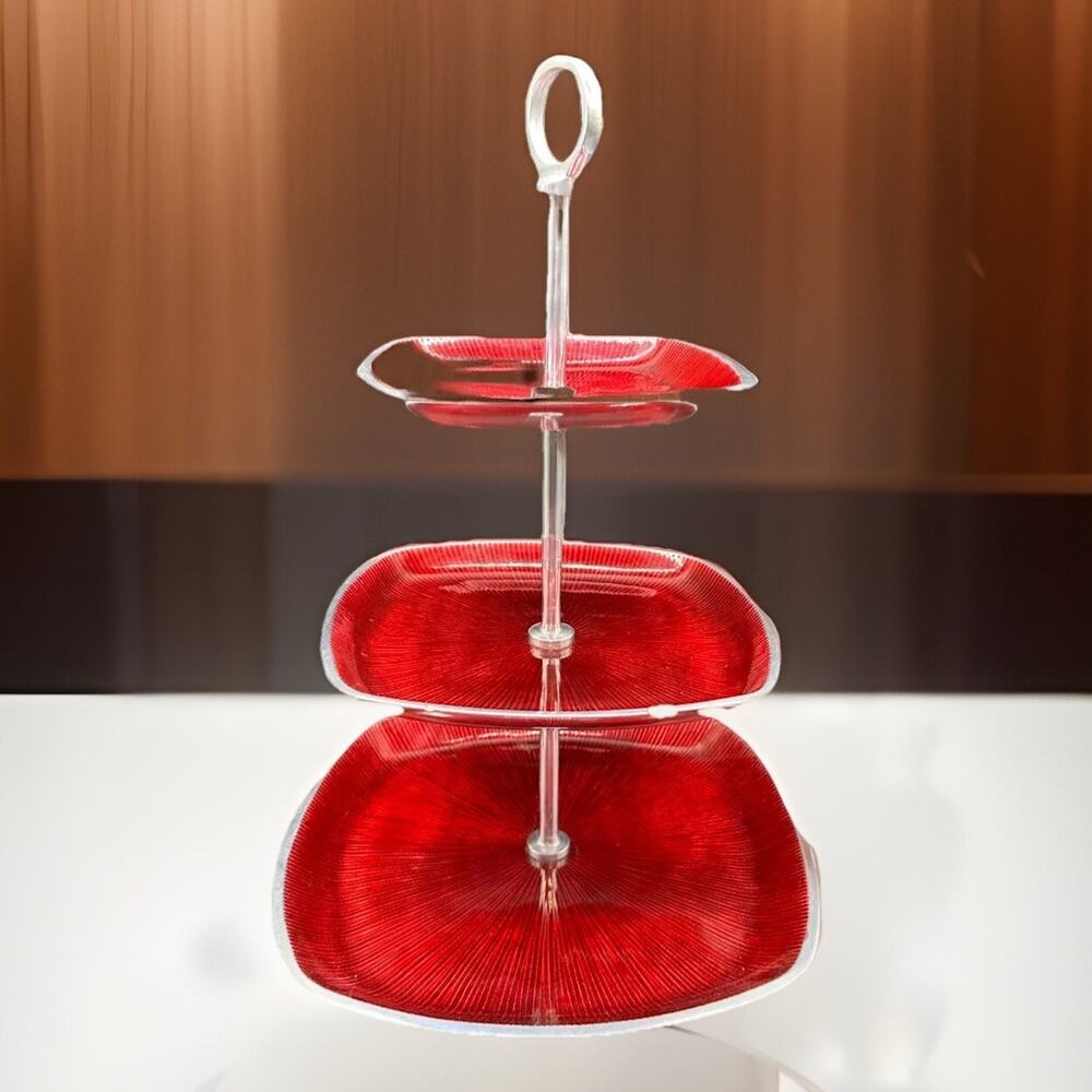 Simplydesignz Bodoni Collection 3-tier Server in Ruby Red Waited Base {KK}